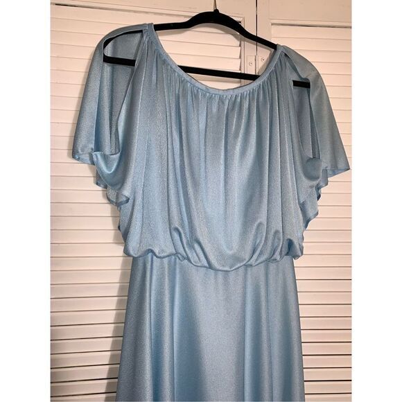 Vintage 70’s Powder Blue Chiffon Dress Small USA - Picture 3 of 14